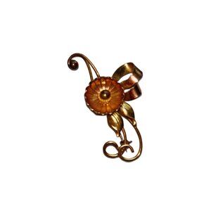 Vintage Harry Iskin Gold Filled Floral Brooch Pin Two Tone 1/12 12K Gold Filled